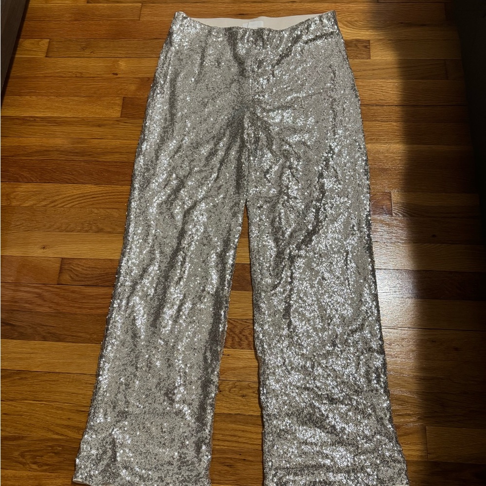 H&M  silver sequined pants size L